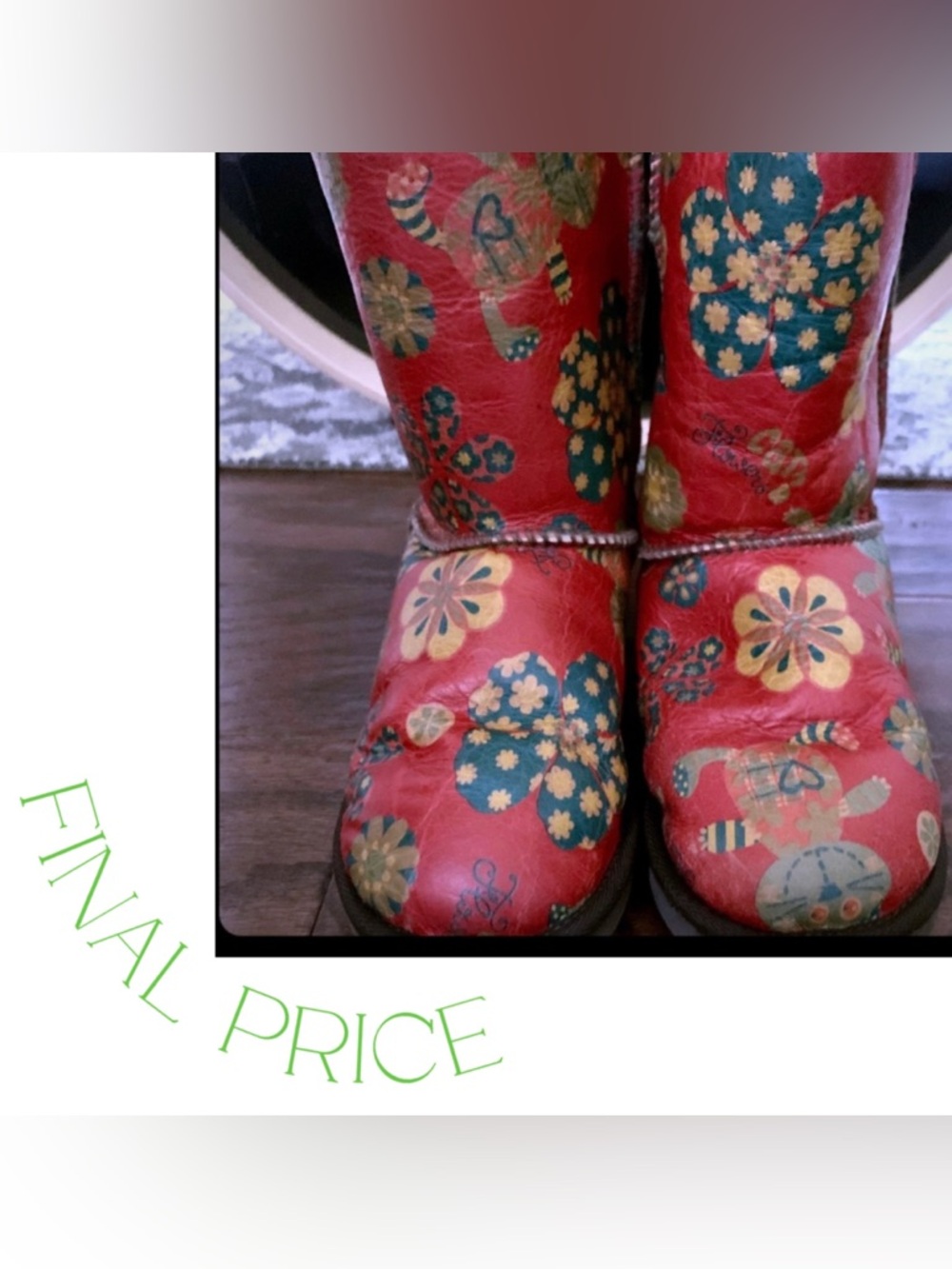 ✅ FINAL PRICE ADORABLE 🐱 Kitty + Flower Shearling Ausiie Boots